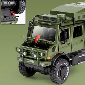 ماشین اسباب بازی بنز ارتشی سبز طرح نفربر جنگی مدل یونیماگ Unimog 1:24 Car Model_اسباب بازی